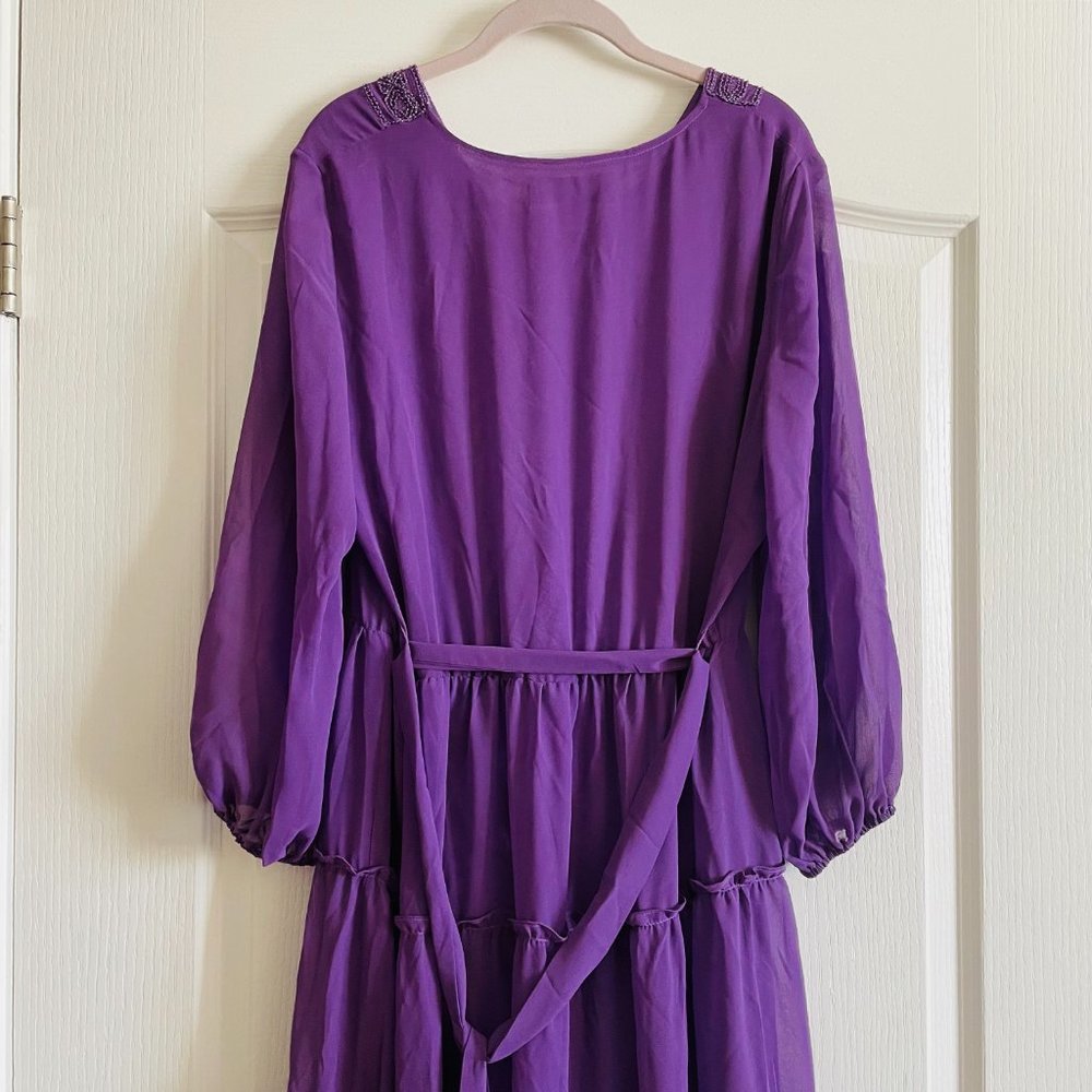 Vintage American Glamour Badgley Mishka Tiered Beaded Dress Collectible Size XL - Picture 9 of 11